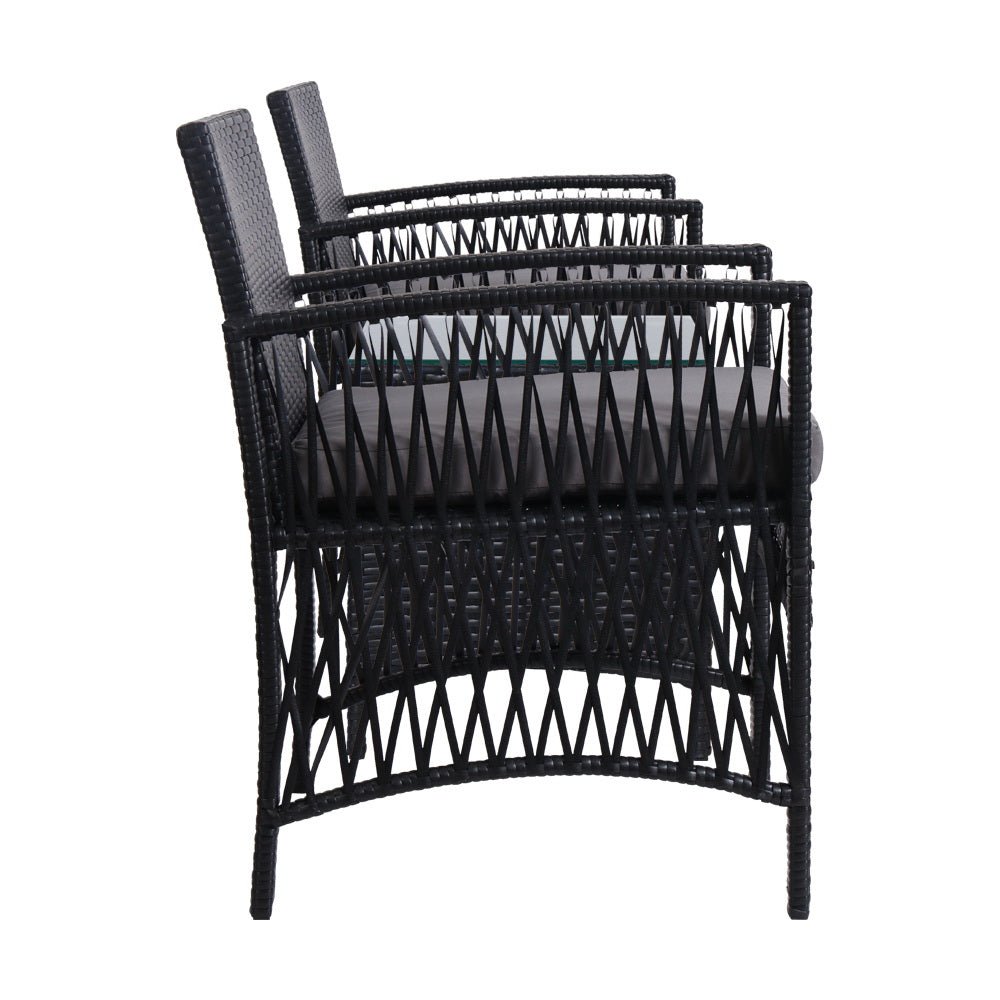 Gardeon Patio Furniture Outdoor Bistro Set Dining Chairs Setting 3 Piece Wicker - Outdoorium