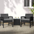 Gardeon 3PC Outdoor Bistro Set Patio Furniture Wicker Dining Chairs Table Cushion Black - Outdoorium