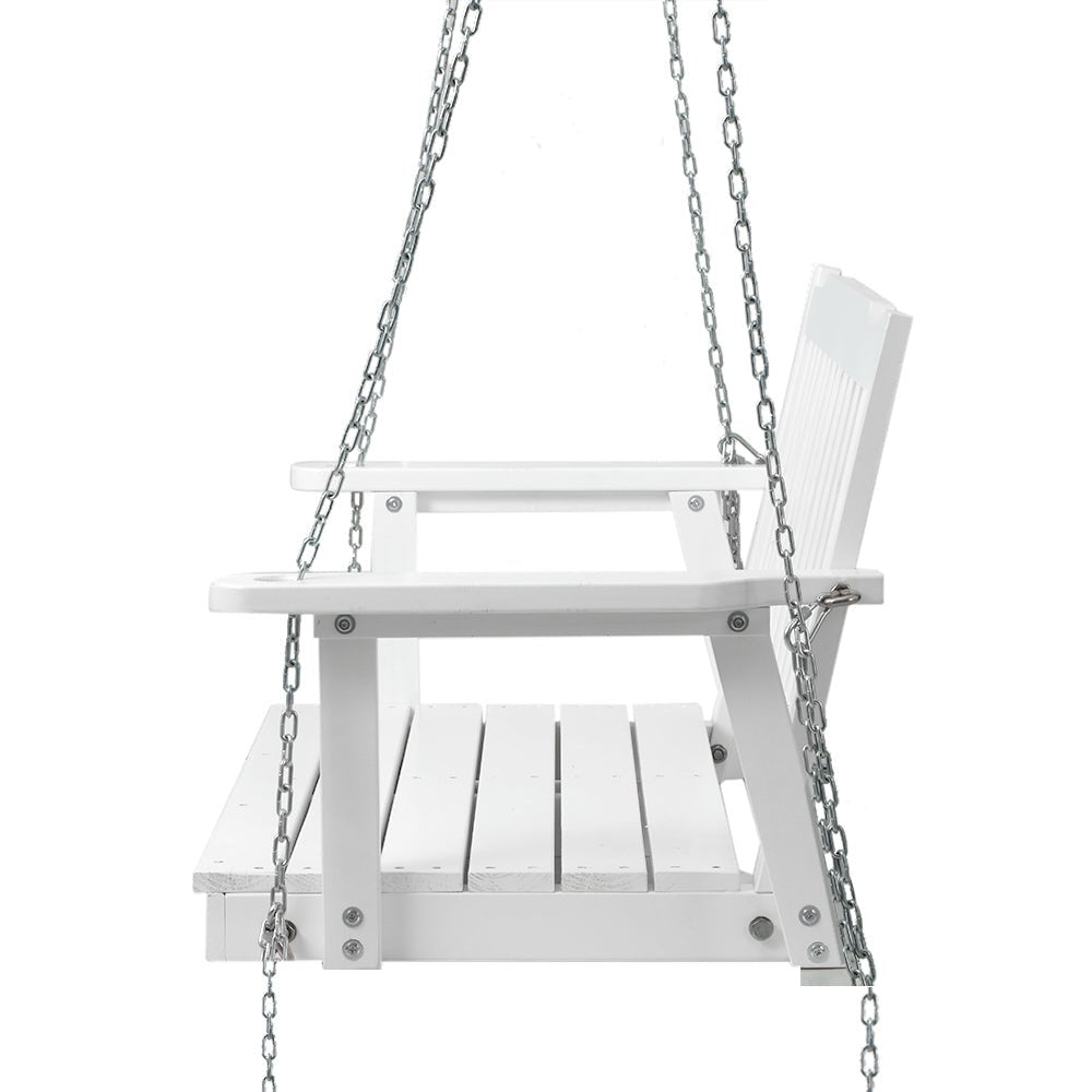 Gardeon Porch Swing Chair with Chain Garden Bench Outdoor Furniture Wooden White - Outdoorium