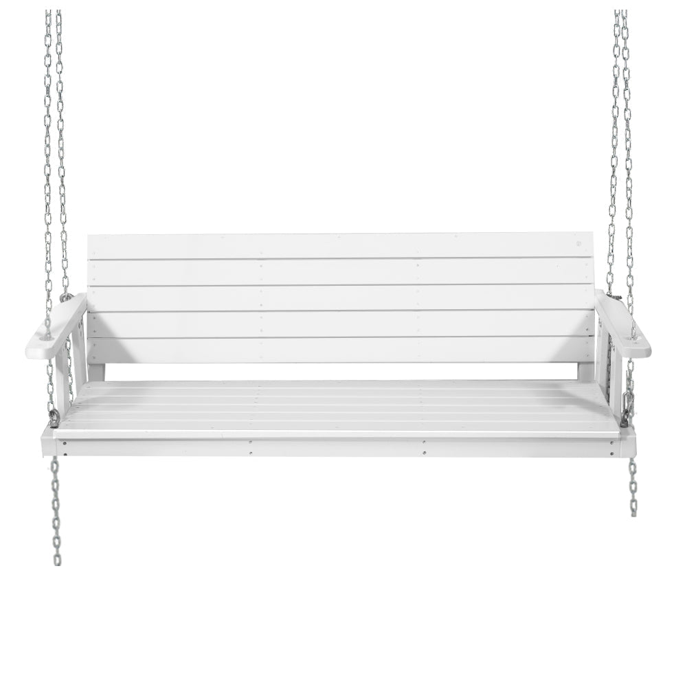 Gardeon Porch Swing Chair with Chain Outdoor Furniture 3 Seater Bench Wooden White - Outdoorium