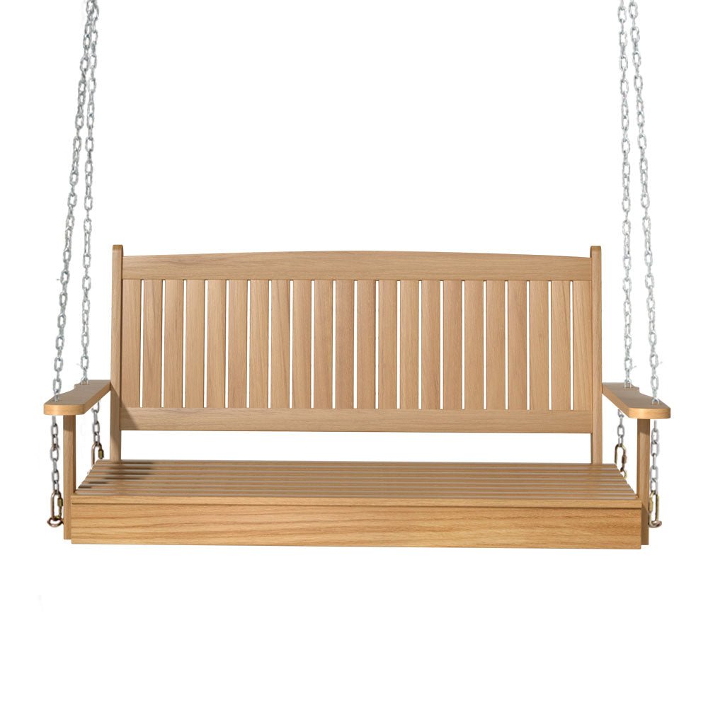 Gardeon Porch Swing Chair With Chain Outdoor Furniture Wooden Bench 2 Seat Teak - Outdoorium