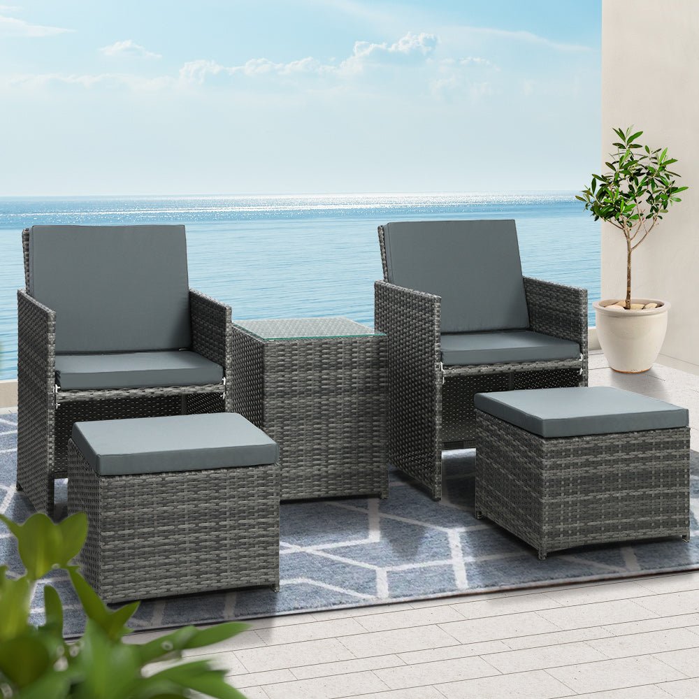 Gardeon Recliner Chairs Sun Lounge Wicker Lounger Outdoor Furniture Patio Sofa - Outdoorium