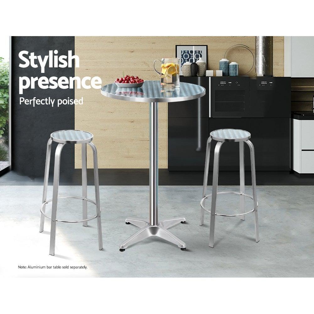Gardeon Set of 2 Outdoor Bar Stools Patio Furniture Indoor Bistro Kitchen Aluminum - Outdoorium