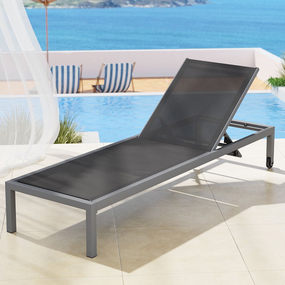 Gardeon Sun Lounge Outdoor Lounger Aluminium Folding Beach Chair Wheels Patio - Outdoorium