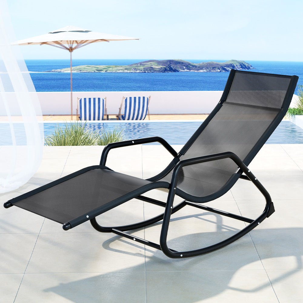 Gardeon Sun Lounge Rocking Chair Outdoor Lounger Patio Furniture Pool Garden - Outdoorium
