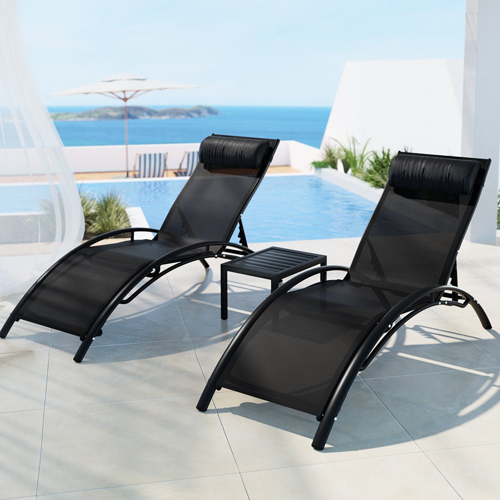 Gardeon Sun Lounger Chaise Lounge Chair Table Patio Outdoor Setting Furniture - Outdoorium