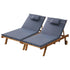 Gardeon 2x Sun Lounge Wooden Lounger Outdoor Furniture Day Bed Wheel Patio Grey - Outdoorium