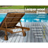 Gardeon 2x Sun Lounge Wooden Lounger Outdoor Furniture Day Bed Wheel Patio Grey - Outdoorium