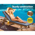 Gardeon 2x Sun Lounge Wooden Lounger Outdoor Furniture Day Bed Wheel Patio Grey - Outdoorium