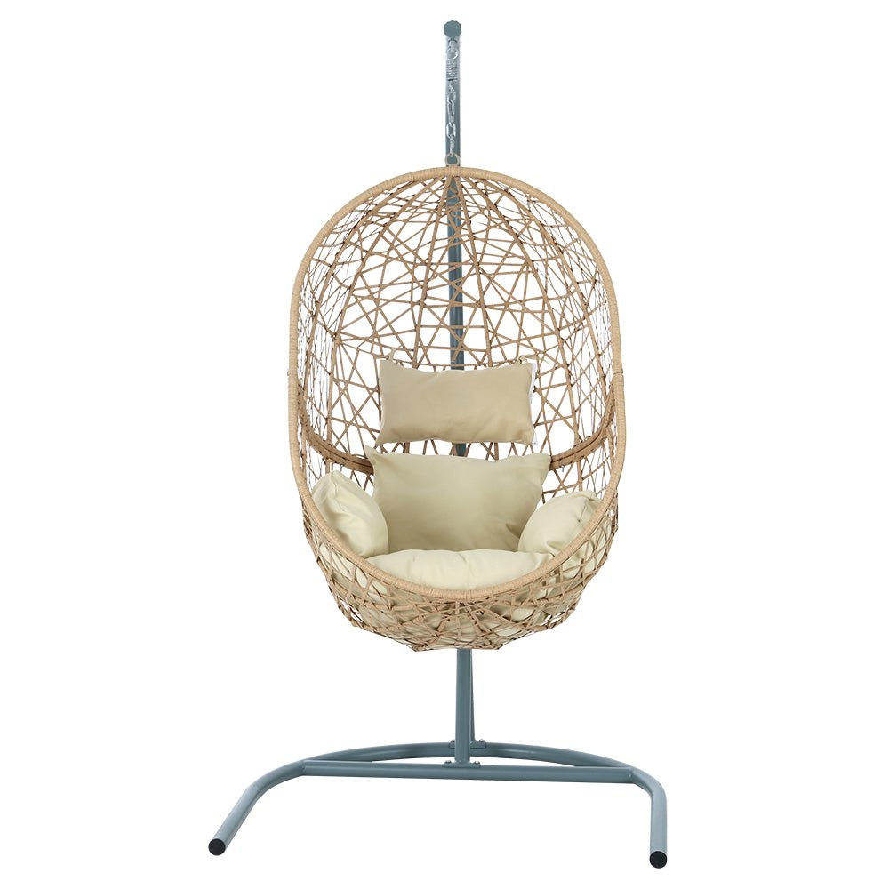 Gardeon Swing Chair Egg Hammock With Stand Outdoor Furniture Wicker Seat Yellow - Outdoorium