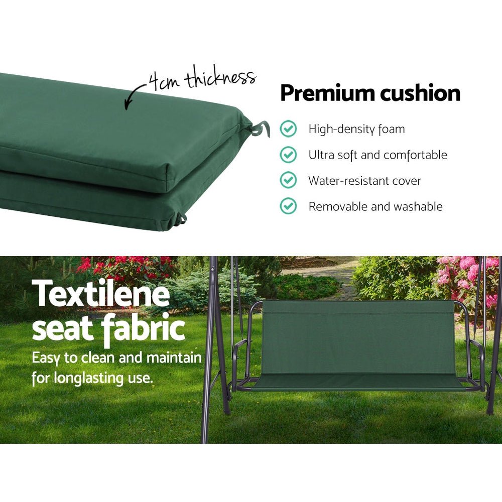 Gardeon Swing Chair Hammock Outdoor Furniture Garden Canopy Bench Seat Green - Outdoorium