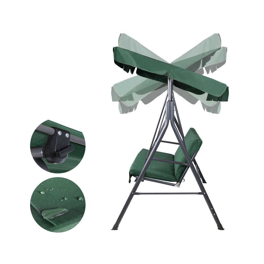 Gardeon Swing Chair Hammock Outdoor Furniture Garden Canopy Bench Seat Green - Outdoorium