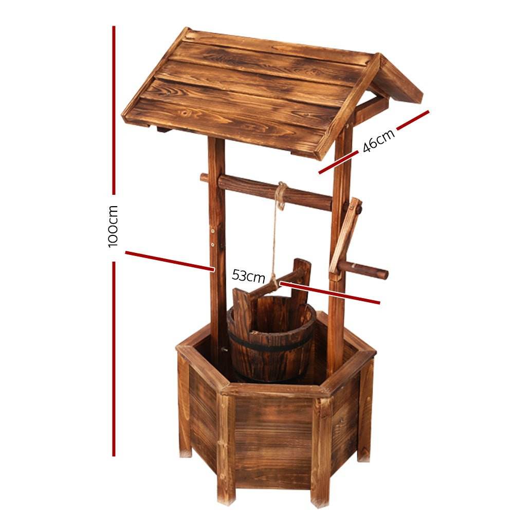 Gardeon Garden Decor Outdoor Ornament Wooden Wishing Well - Outdoorium