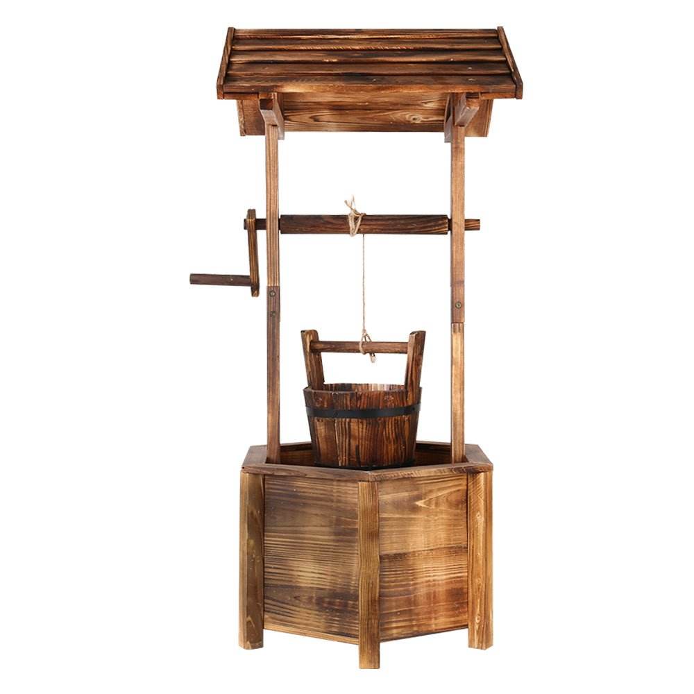 Gardeon Garden Decor Outdoor Ornament Wooden Wishing Well - Outdoorium