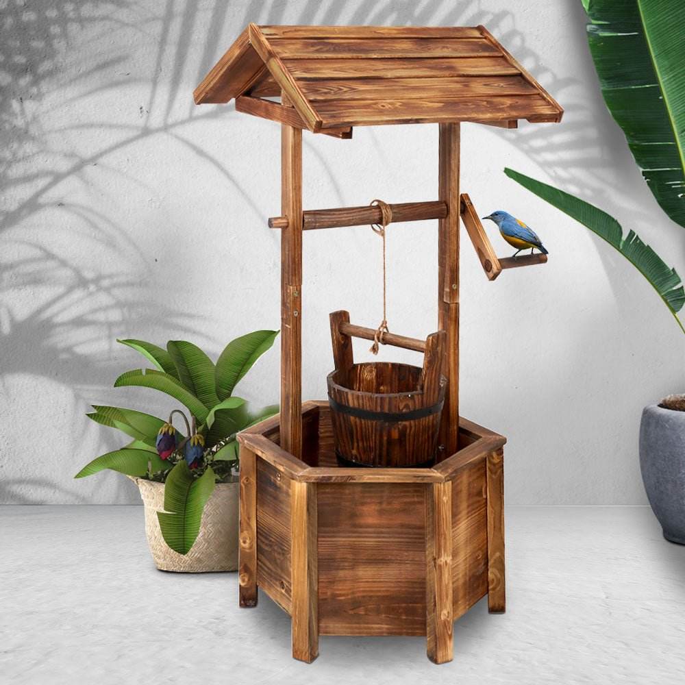 Gardeon Garden Decor Outdoor Ornament Wooden Wishing Well - Outdoorium