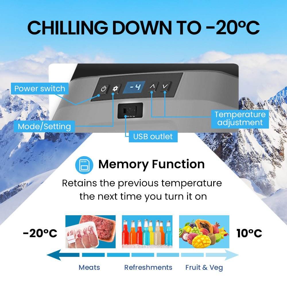GECKO 40L Portable Fridge Freezer 12V/24V/240V for Camping, Car, Caravan, Boats - Outdoorium