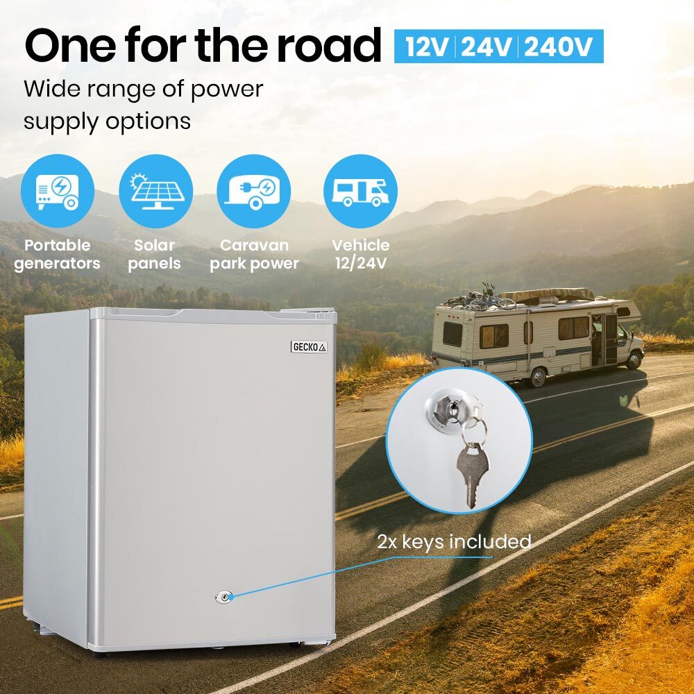GECKO 70L Portable Fridge Freezer for Car Camping Caravans Fridges Refrigerator Cooler 12V/24V/240V - Outdoorium