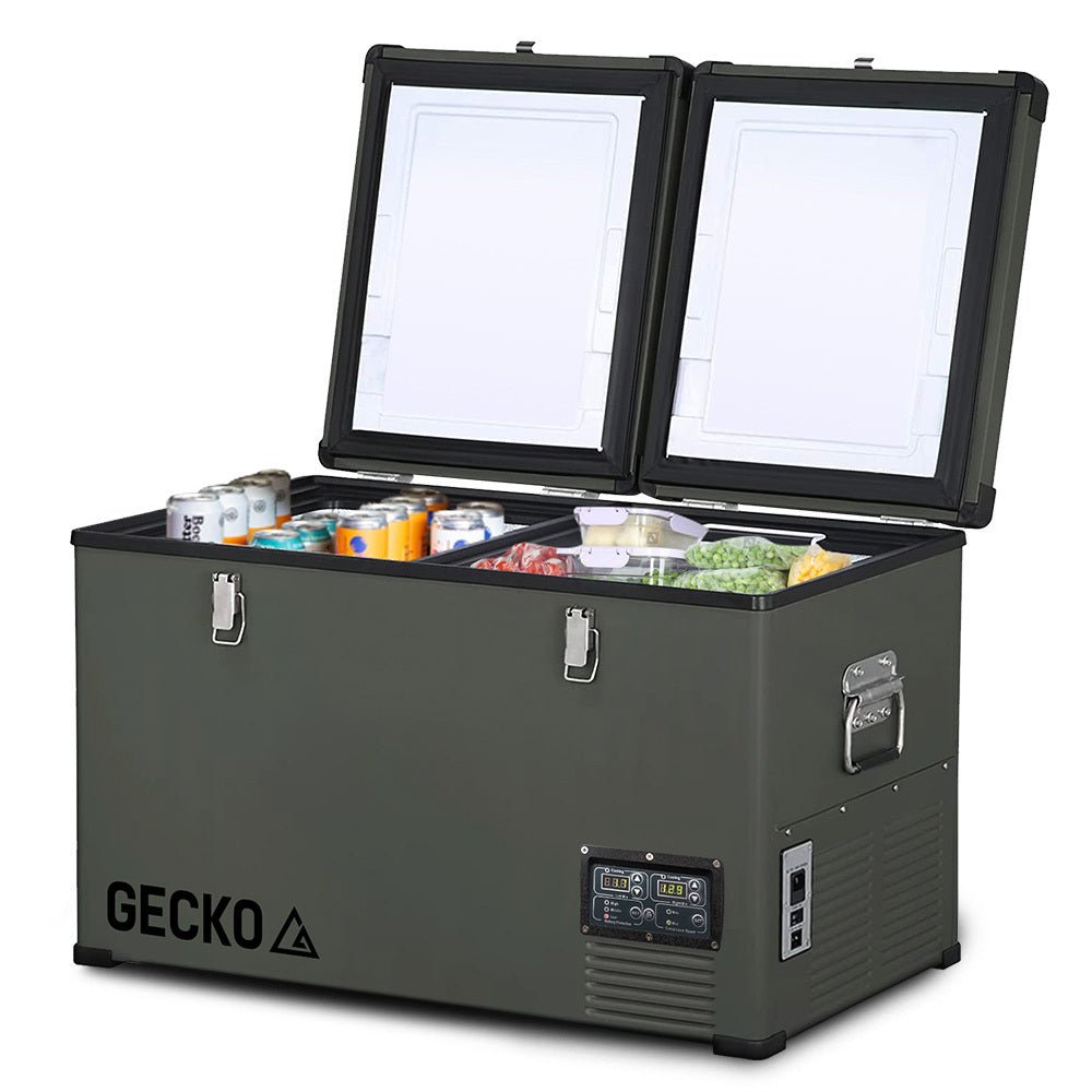 GECKO 75L Dual Zone Portable Fridge / Freezer, SECOP Compressor, for Camping, Car, Caravan - Outdoorium