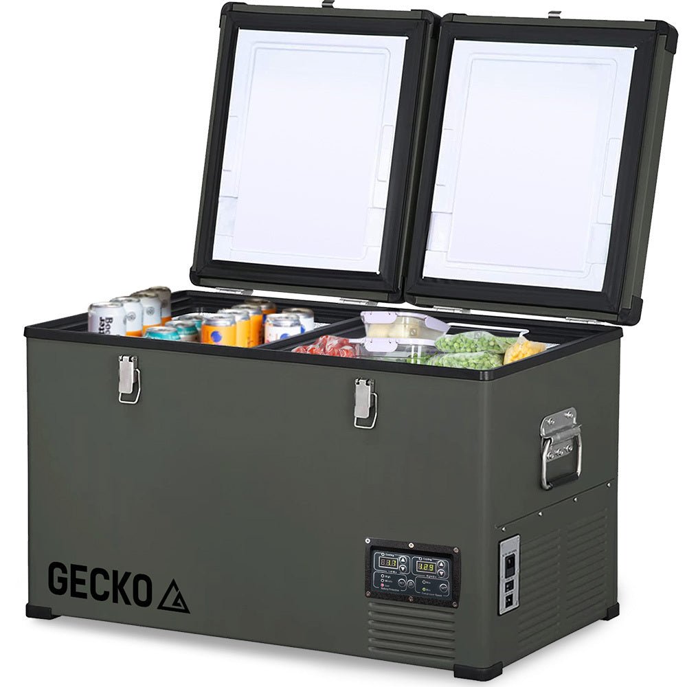 GECKO 92L Dual Zone Portable Fridge / Freezer, SECOP Compressor, for Camping, Car, Caravan - Outdoorium