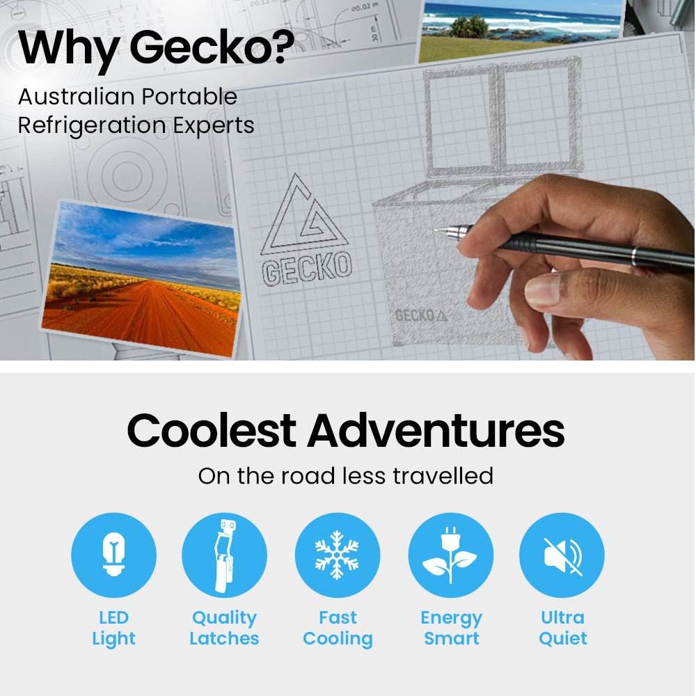 GECKO 92L Dual Zone Portable Fridge / Freezer, SECOP German Brand Compressor, for Camping, Car, Caravan - Outdoorium