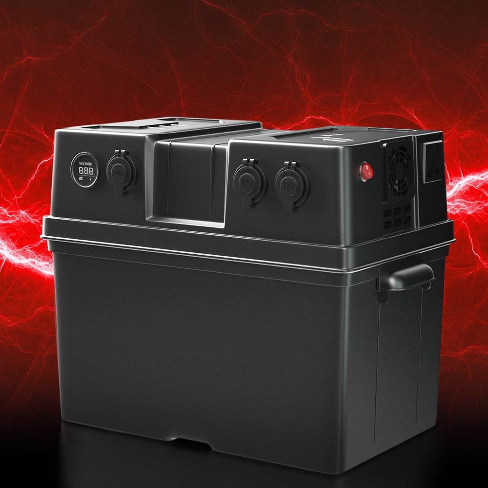 Giantz Battery Box 500W Inverter Deep Cycle Battery Portable Caravan Camping USB | Outdoorium