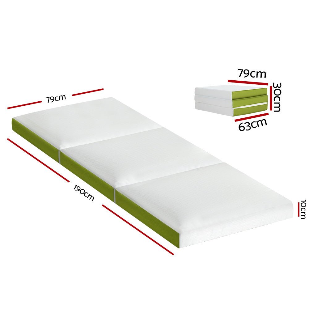 Giselle Bedding Foldable Mattress Folding Bed Mat Camping Trifold Single Green - Outdoorium