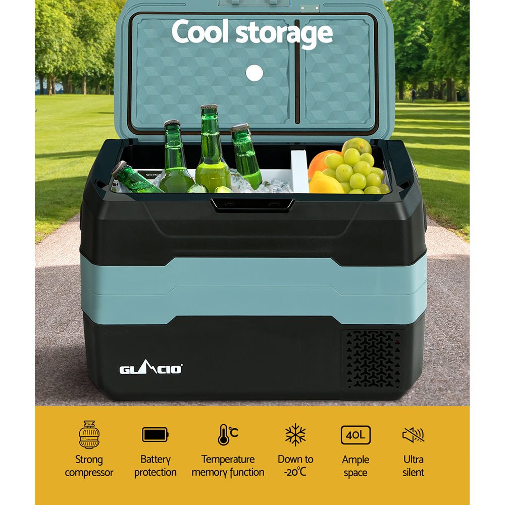 Glacio 40L Portable Fridge Freezer Fridges Cooler Camping 12V/24V/240V Caravan - Outdoorium