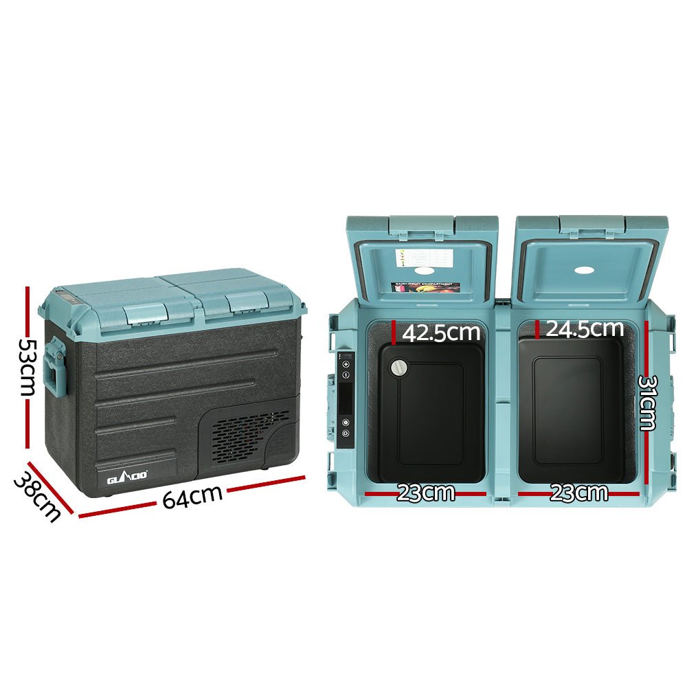 Glacio 50L Portable Fridge Freezer Fridges Cooler Camping 12V/24V/240V Caravan - Outdoorium