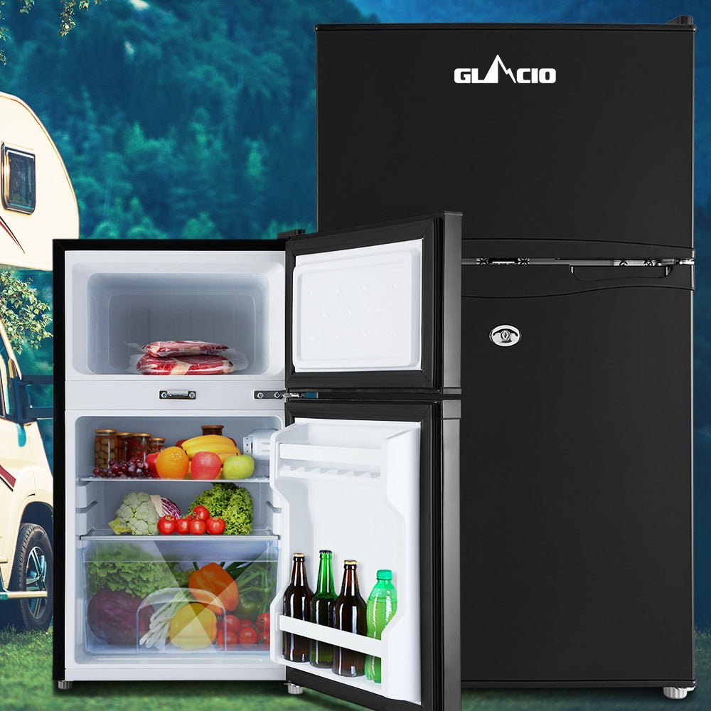 Glacio 90L Portable Fridge Bar Freezer Cooler Upright 12V/24V/240V Caravan Car - Outdoorium