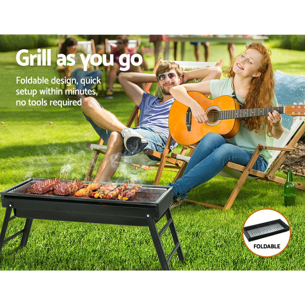 Grillz Charcoal BBQ Grill Smoker Portable Barbecue Outdoor Foldable Camping - Outdoorium