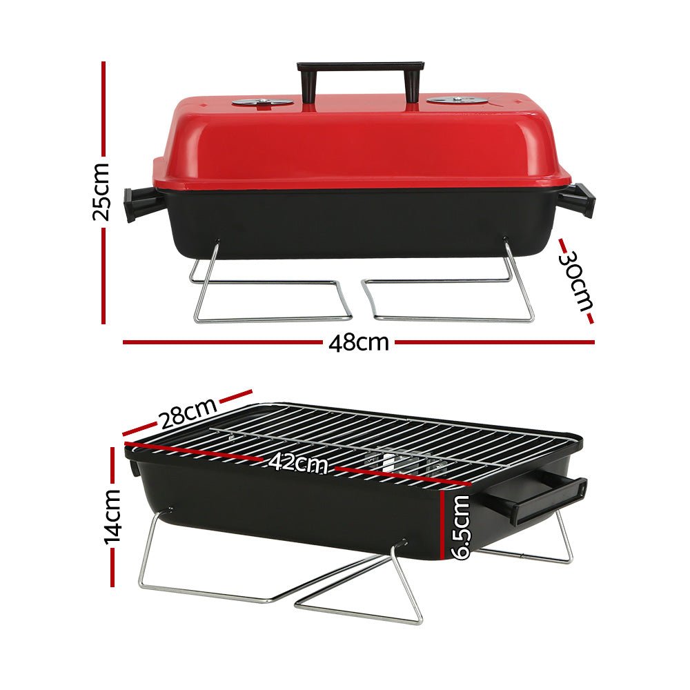 Grillz Charcoal BBQ Portable Grill Camping Barbecue Outdoor Cooking Smoker - Outdoorium