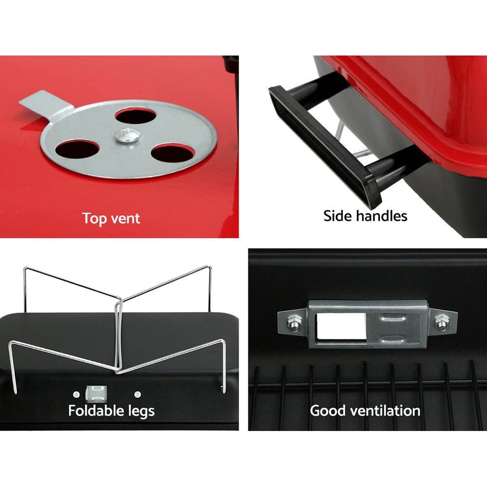 Grillz Charcoal BBQ Portable Grill Camping Barbecue Outdoor Cooking Smoker - Outdoorium