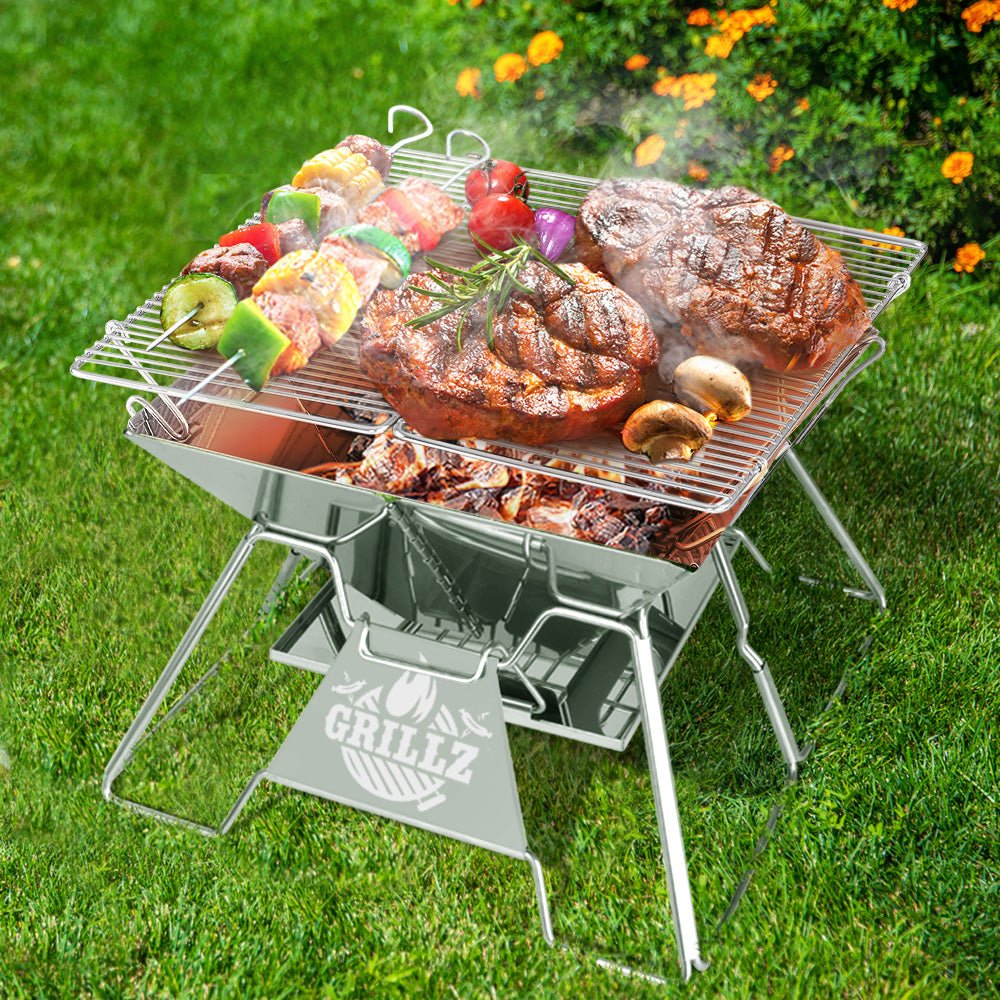 Grillz Fire Pit BBQ Grill with Carry Bag Portable - Outdoorium