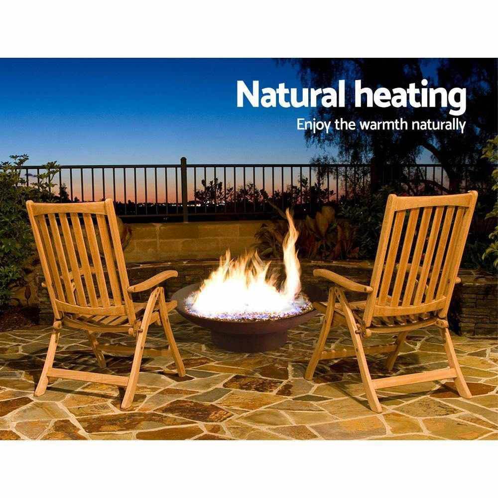 Grillz Fire Pit Charcoal Vintage Campfire Burner Rust Outdoor Steel Bowl 70CM - Outdoorium