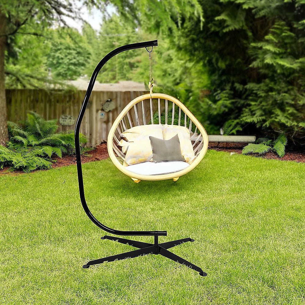 Hammock C Stand Solid Steel Construction for Hanging Air Porch Swing Chair - Outdoorium