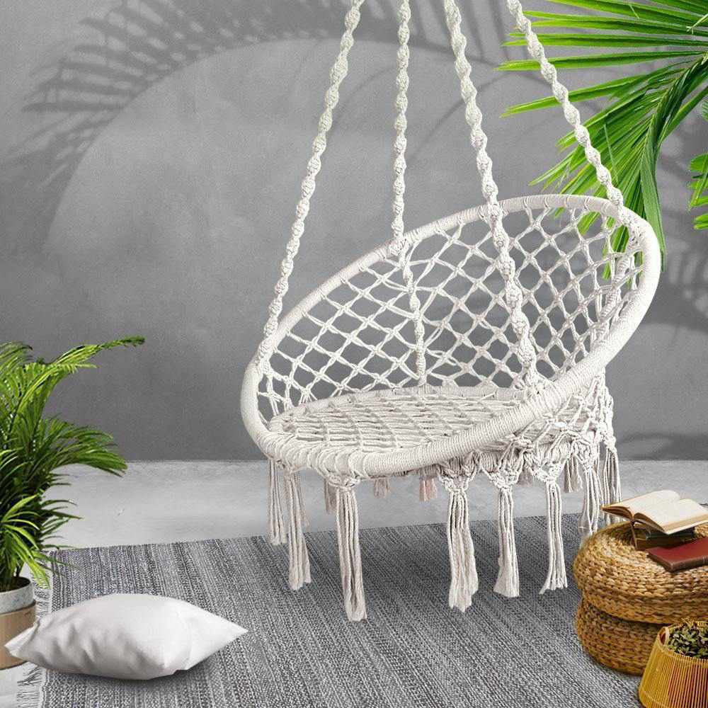 Hammock Chair Swing Bed Relax Rope Portable Outdoor Hanging Indoor 124CM - Outdoorium