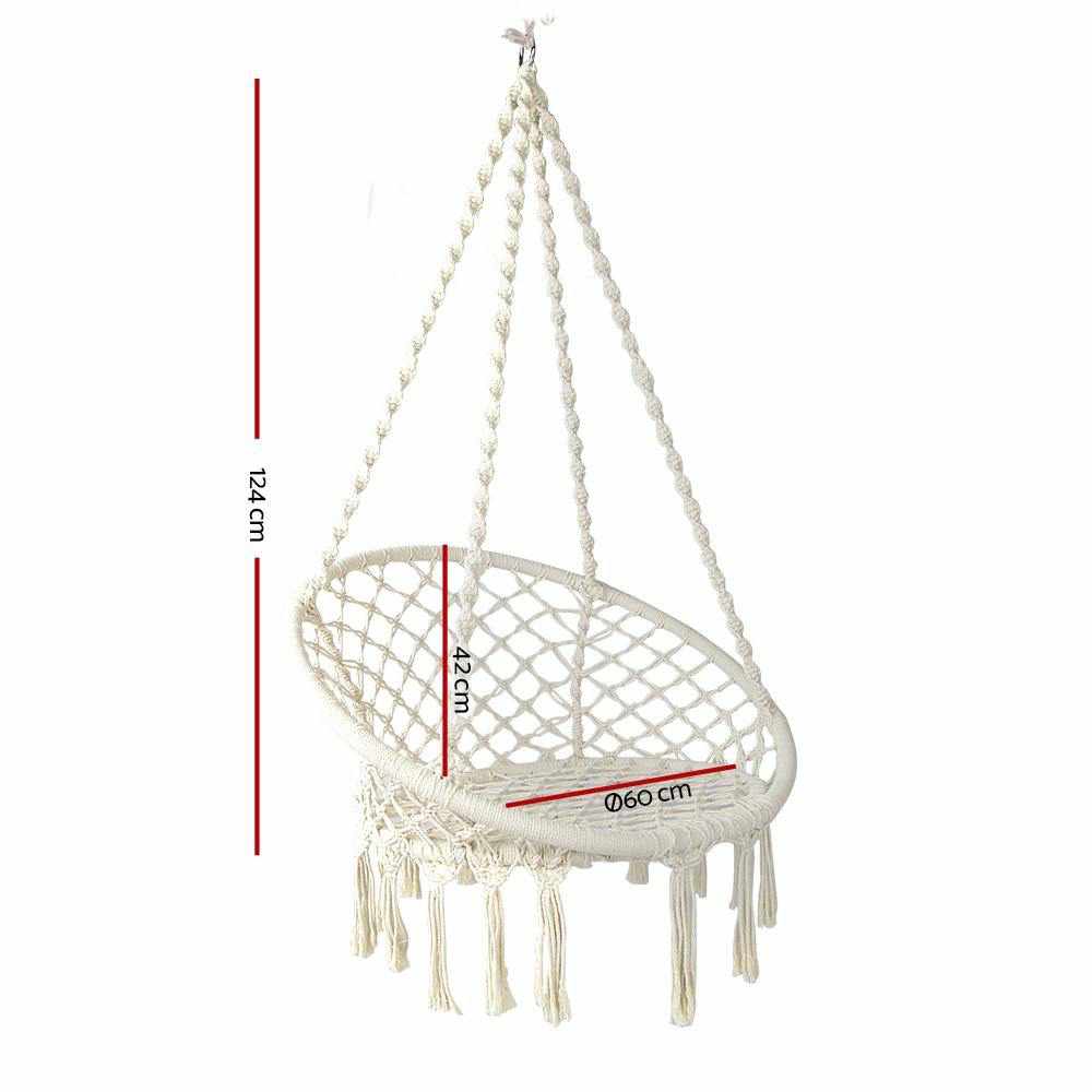 Hammock Chair Swing Bed Relax Rope Portable Outdoor Hanging Indoor 124CM - Outdoorium