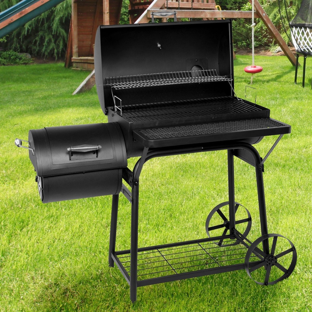 Havana Outdoors Charcoal 2-IN-1 BBQ Smoker Grill Barbecue Outdoor Cooking - Outdoorium