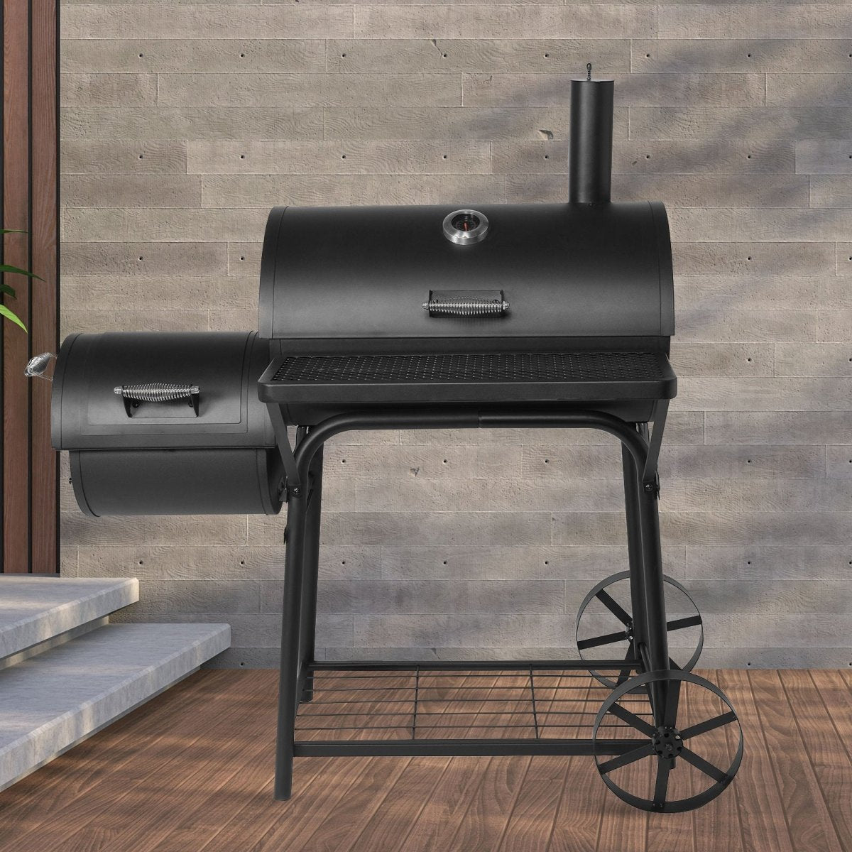 Havana Outdoors Charcoal 2-IN-1 BBQ Smoker Grill Barbecue Outdoor Cooking - Outdoorium