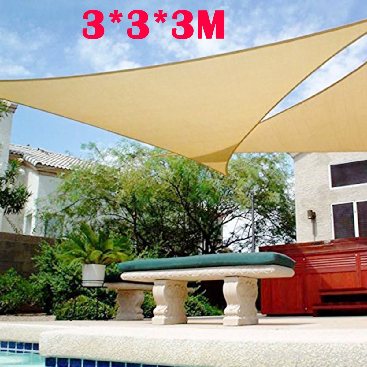 Heavy Duty Waterproof Sun Shade Sail Square Rectangle 320GSM HDPE 98% UV Block - Outdoorium