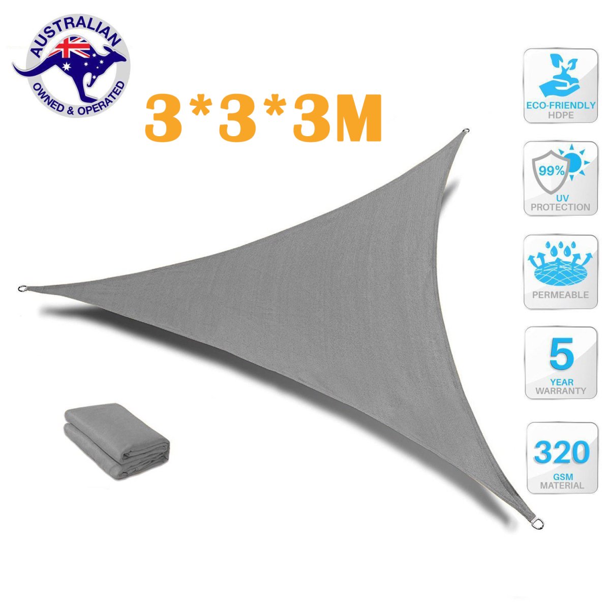 Heavy Duty Waterproof Sun Shade Sail Square Rectangle 320GSM HDPE 98% UV Block - Outdoorium