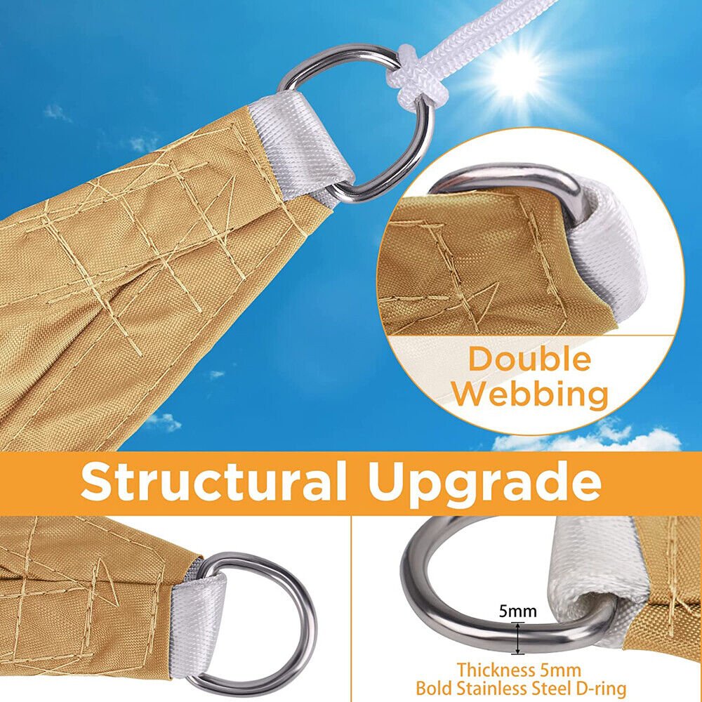 Heavy Duty Waterproof Sun Shade Sail Square Rectangle 320GSM HDPE 98% UV Block - Outdoorium