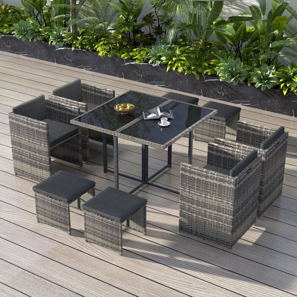 Horrocks 8 Seater Outdoor Dining Set - Grey - Outdoorium