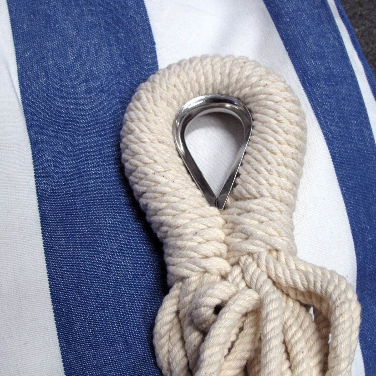 IDC Homewares Blue Striped Single Size Cotton Hammock 150 x 205 cm - Outdoorium