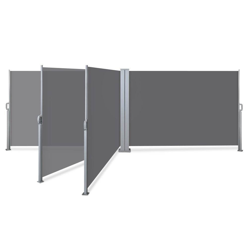 Instahut Side Awning Sun Shade Outdoor Retractable Privacy Screen 1.8MX6M Grey - Outdoorium