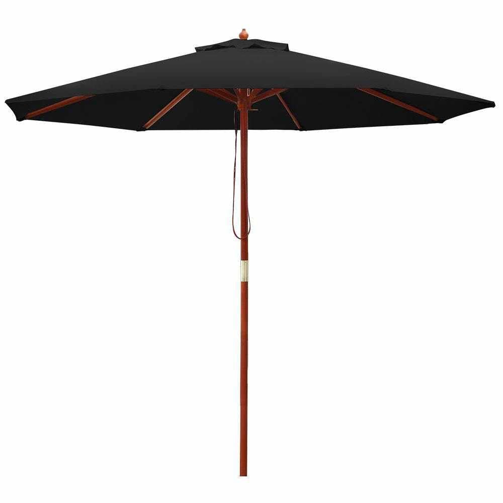 Instahut Outdoor Umbrella 2.7M Pole Cantilever Stand Garden Umbrellas Patio Black - Outdoorium