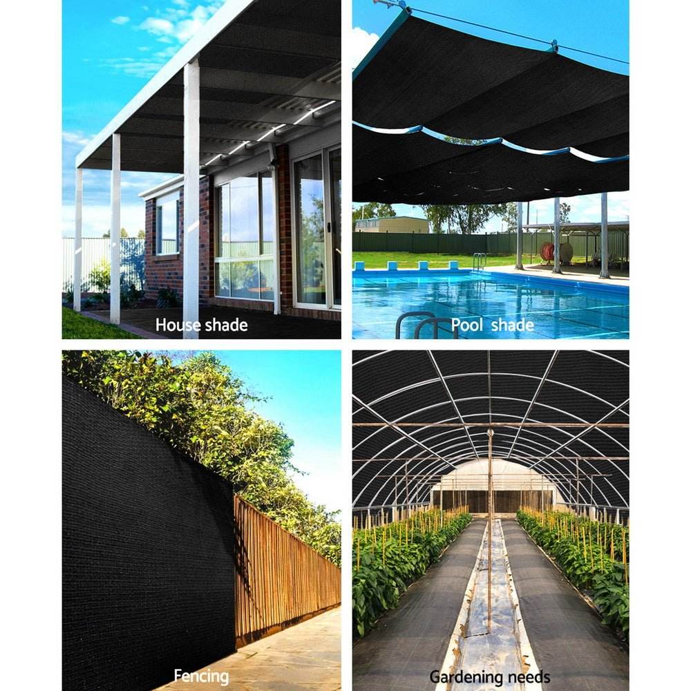 Instahut 90% Shade Cloth 3.66x10m Shadecloth Sail Heavy Duty Black - Outdoorium