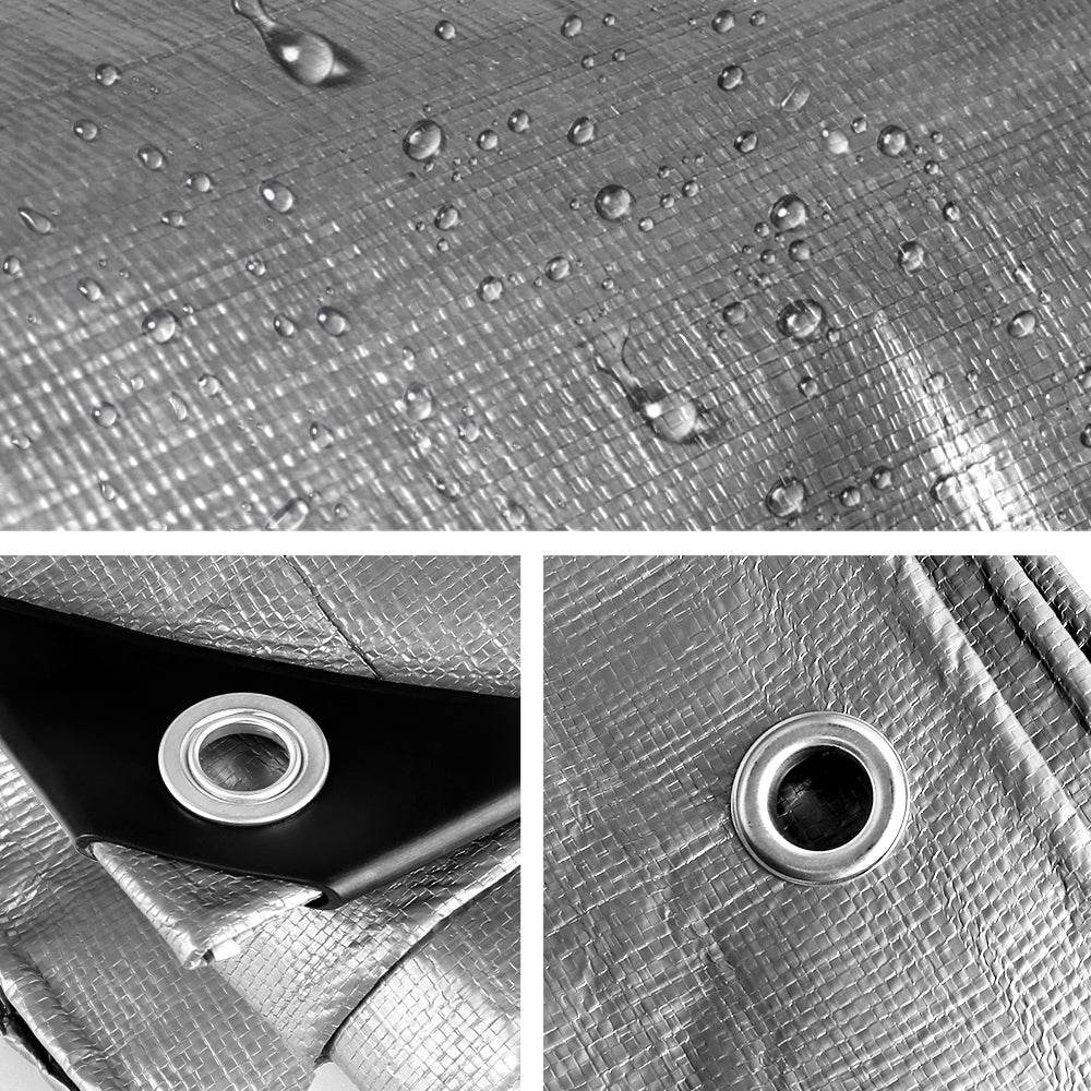 Instahut Tarp Tarpaulin 3.6x7.3m Canvas Camping Heavy Duty Sun Cover - Outdoorium