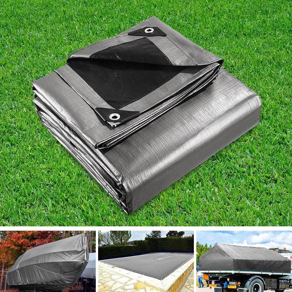 Instahut Tarp Tarpaulin 3.6x7.3m Canvas Camping Heavy Duty Sun Cover - Outdoorium