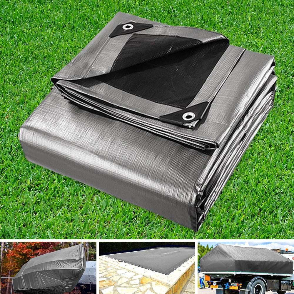 Instahut Tarp Tarpaulin 3.6x7.3m Canvas Camping Heavy Duty Sun Cover - Outdoorium